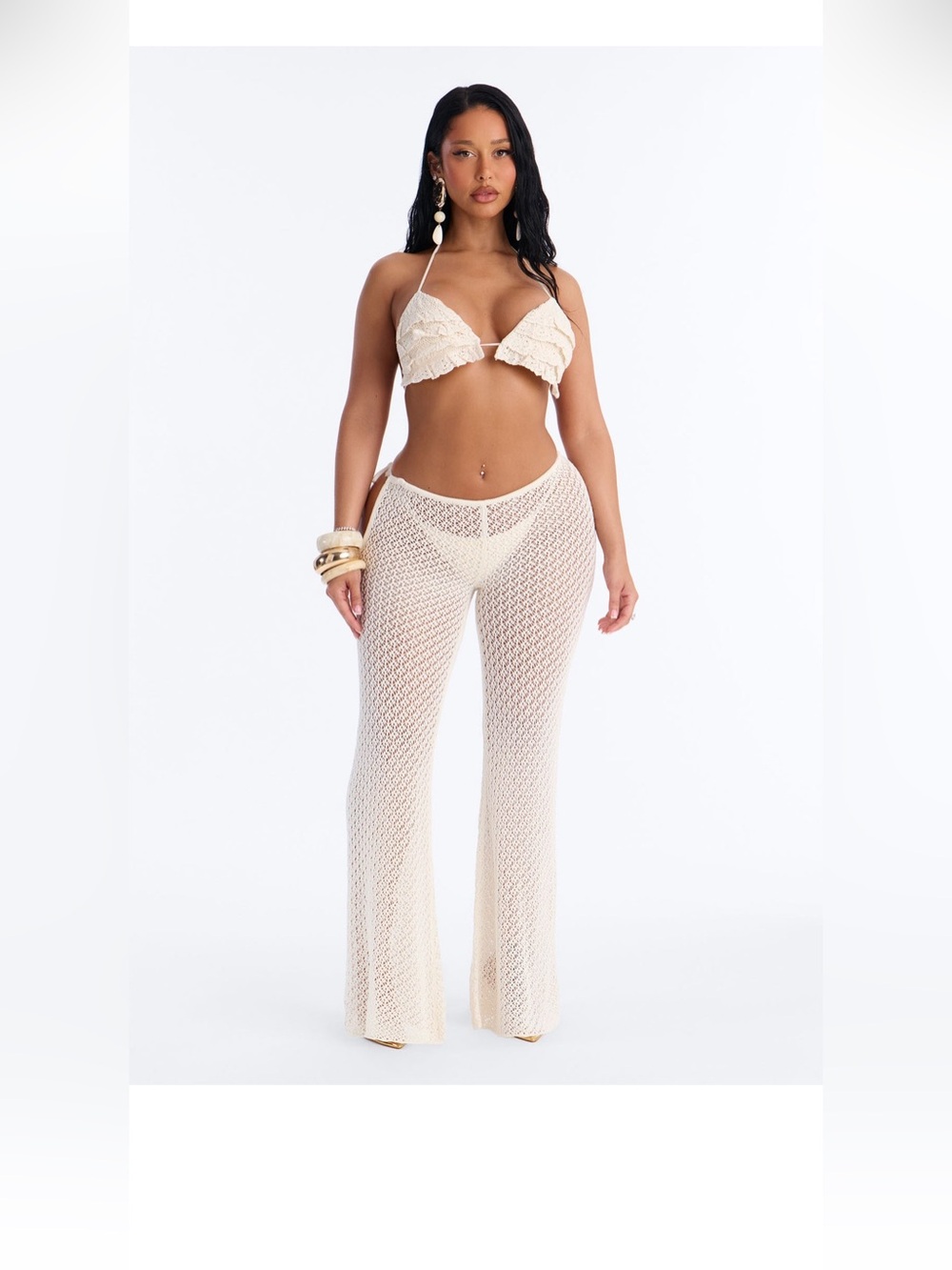 Cream Crochet Bikini Set